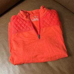 Redish-orange long sleeve quarter zip pullover
